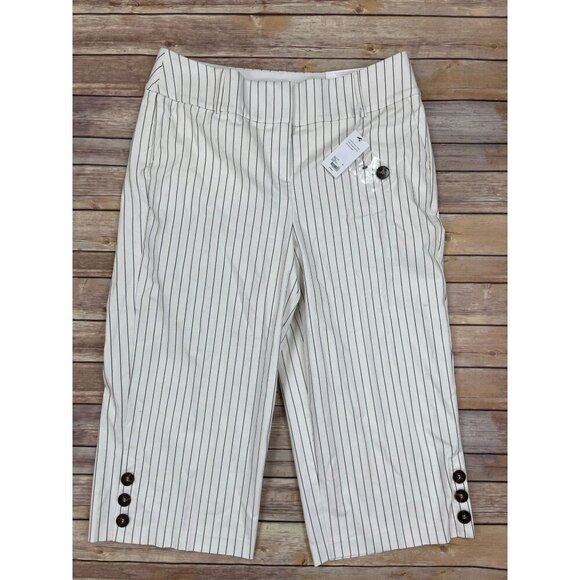 NEW Lane Bryant Laney Wide Leg Crop Pants 16 NWT Tags High Rise Striped White - Picture 1 of 8